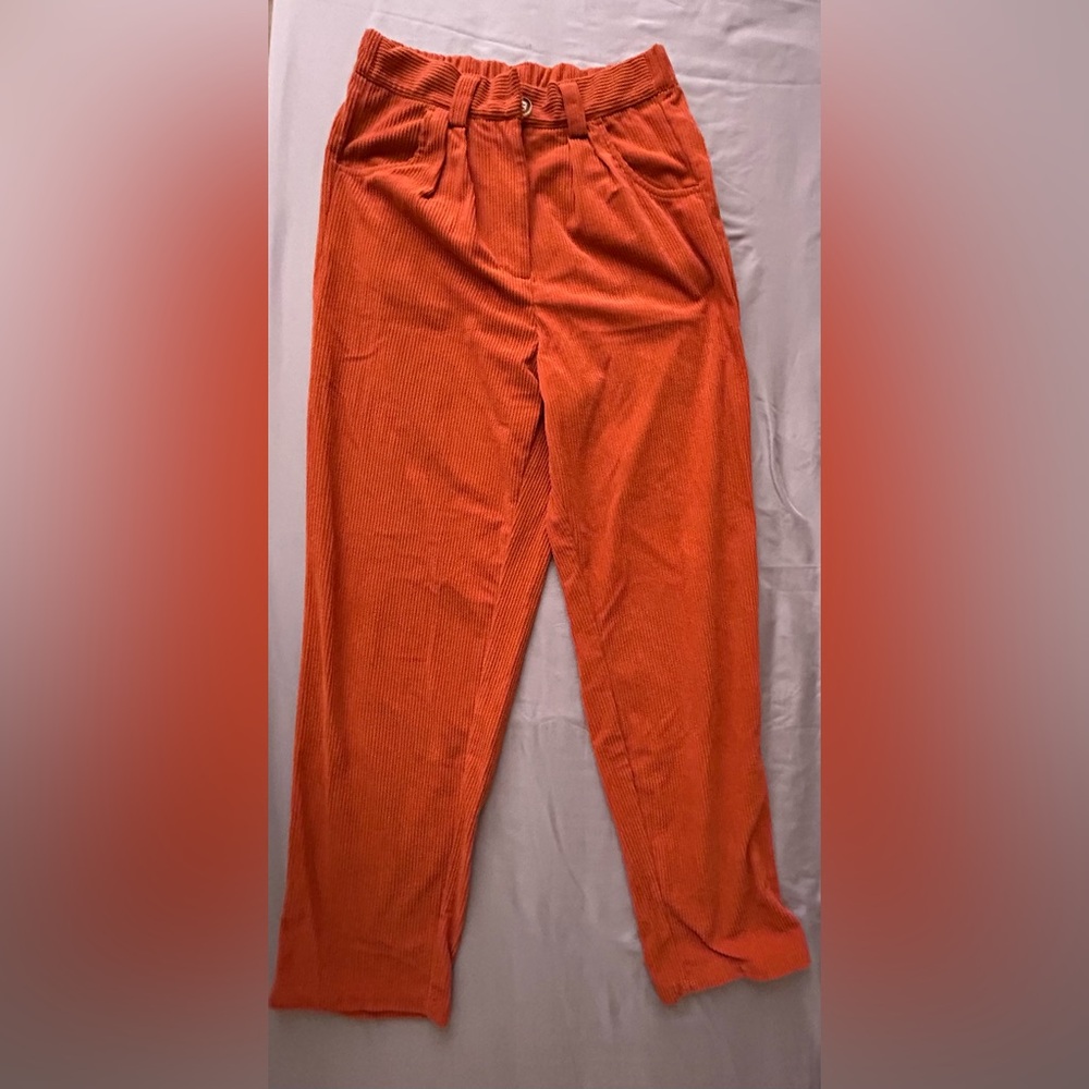 Halara high waisted button front corduroy pant, rust